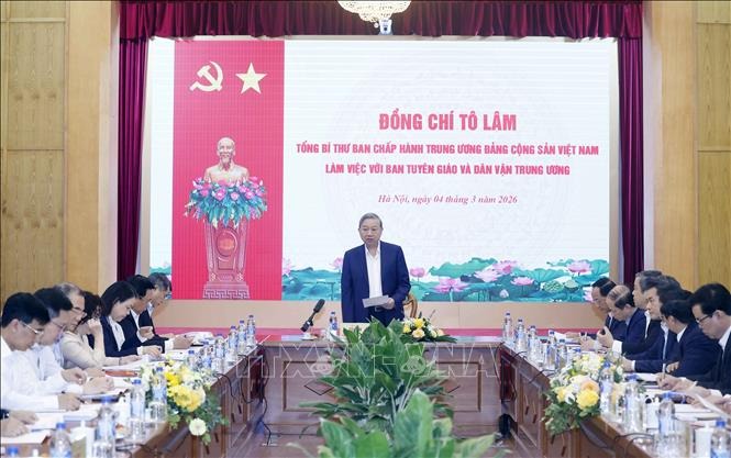 Tổng B&iacute; thư T&ocirc; L&acirc;m: Kết quả c&ocirc;ng t&aacute;c tư tưởng phải l&agrave; ti&ecirc;u ch&iacute; đ&aacute;nh gi&aacute;, xếp loại, xem x&eacute;t c&aacute;n bộ  - Ảnh 1.