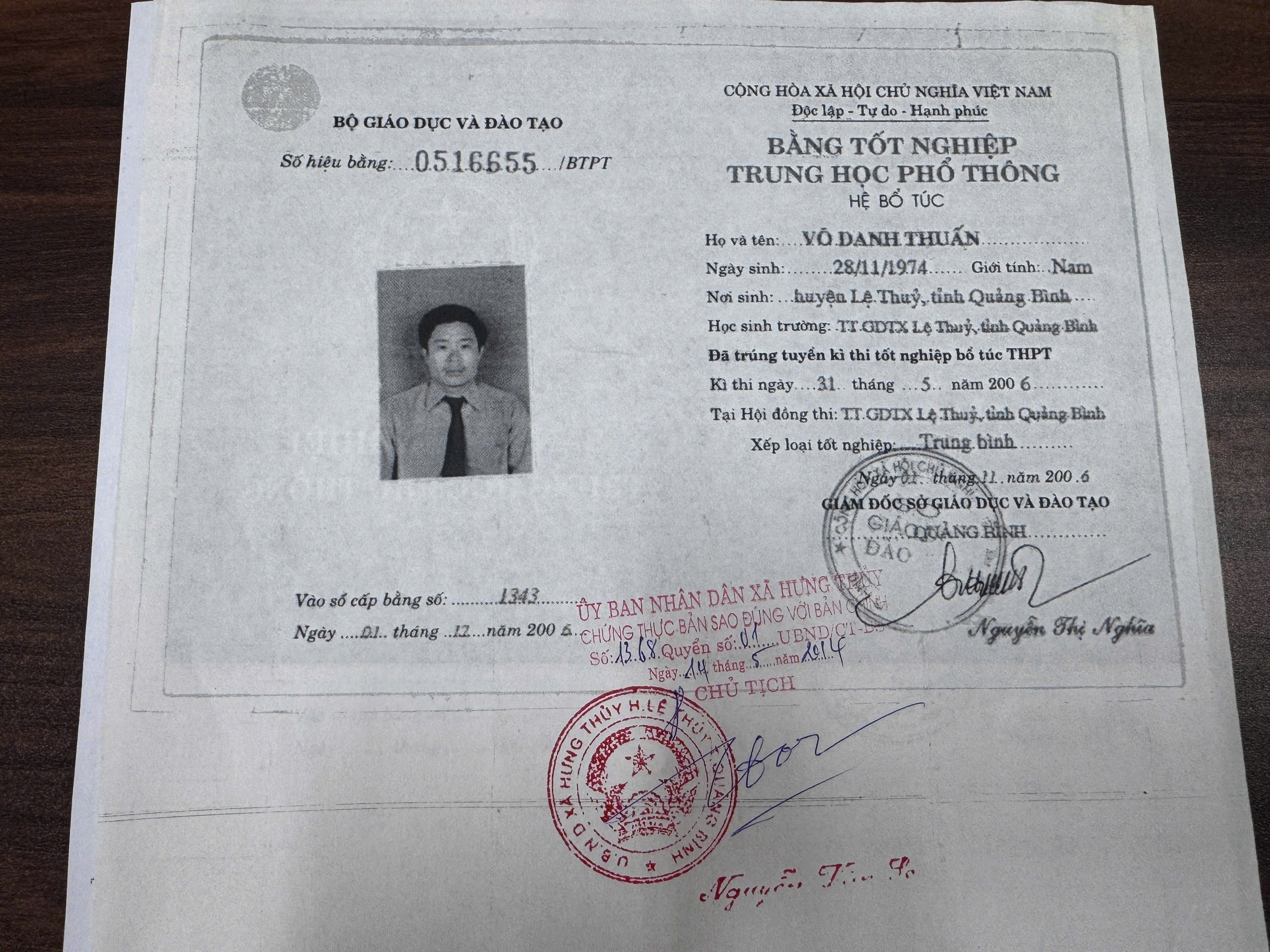 Chủ tịch MTTQ x&atilde; Quảng Trị học cấp 3 khi chưa tốt nghiệp cấp 2? - Ảnh 1.