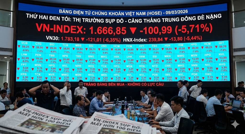 VN - Index giảm sốc hơn 100 điểm , Thị trường chứng kho&aacute;n Việt Nam hoảng loạn 2026 - Ảnh 1.