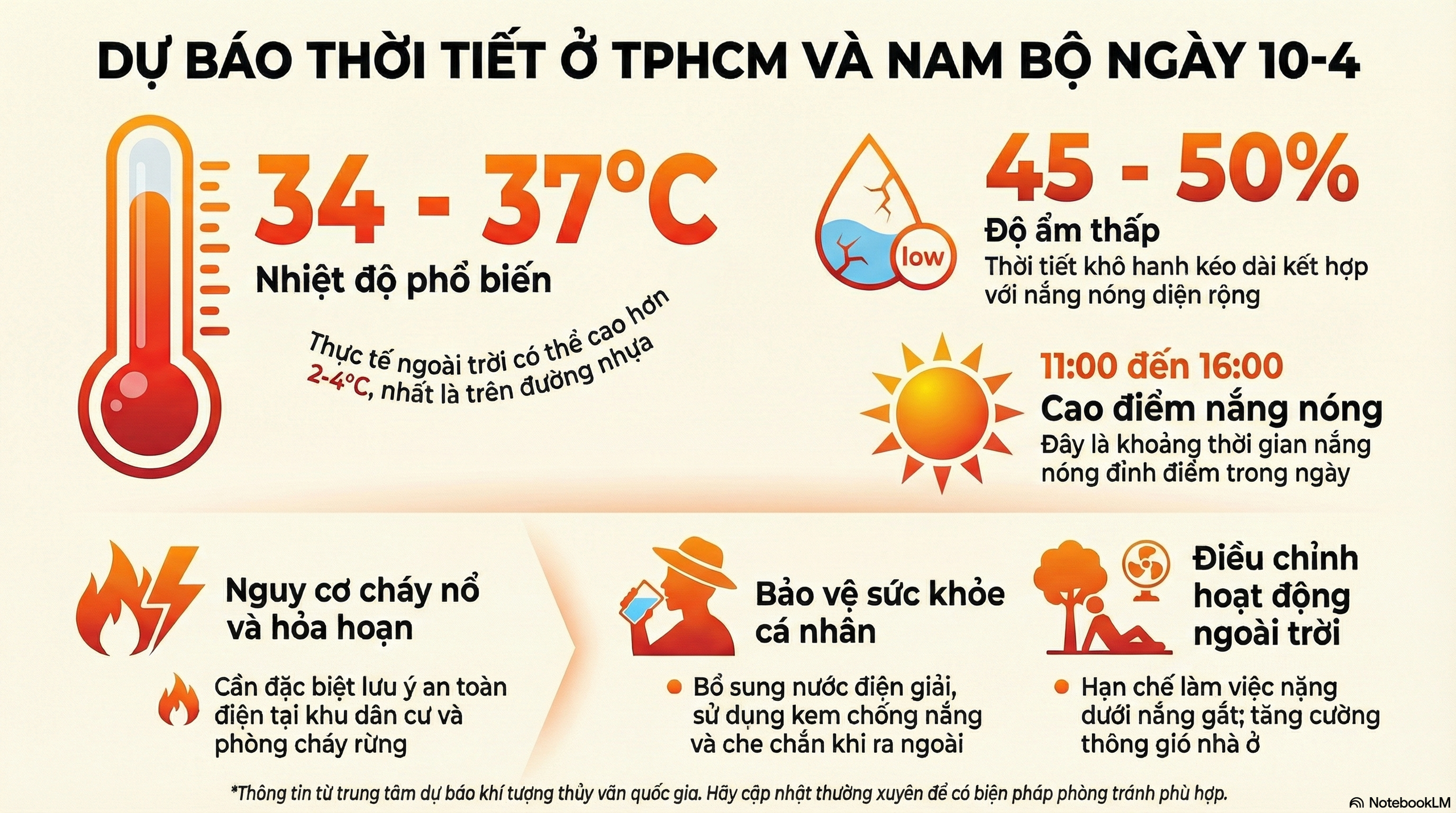 Dự b&aacute;o thời tiết h&ocirc;m nay, 10-4: TPHCM v&agrave; Nam Bộ nắng n&oacute;ng gay gắt nhất từ 11-16 giờ - Ảnh 1.