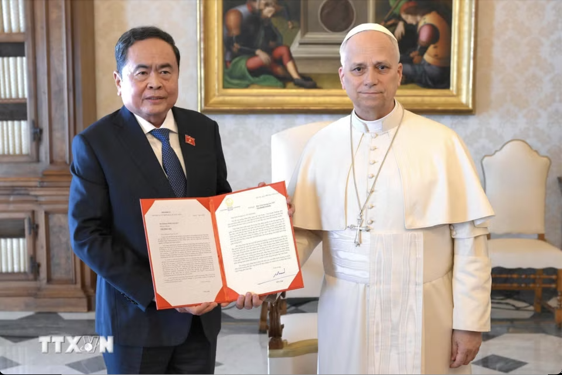 Chủ tịch Quốc hội Trần Thanh Mẫn tiếp kiến Gi&aacute;o ho&agrave;ng Leo XIV - Ảnh 6.