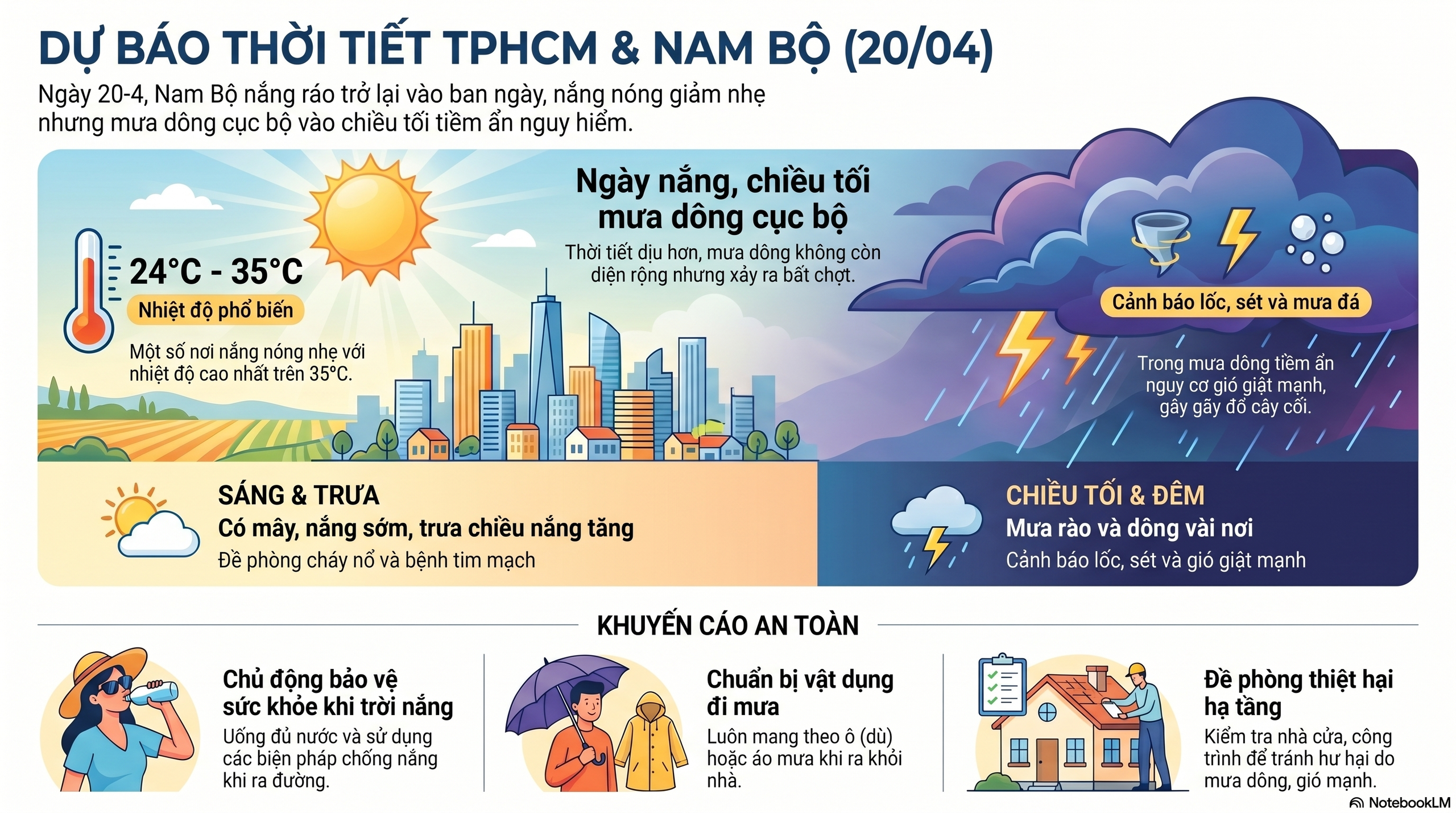 Dự báo thời tiết hôm nay, 20-4: TPHCM và Nam Bộ có nắng nóng, mưa cục bộ - Ảnh 1.