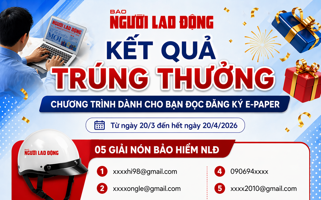 Công bố kết quả quay số trúng thưởng chương trình E-Paper Báo Người Lao Động