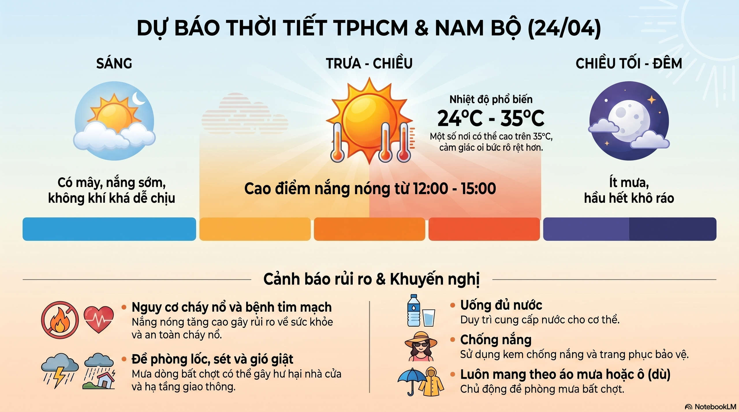 Dự báo thời tiết hôm nay, 24-4: Nắng nóng ở TPHCM và Nam Bộ tăng nhẹ - Ảnh 2.