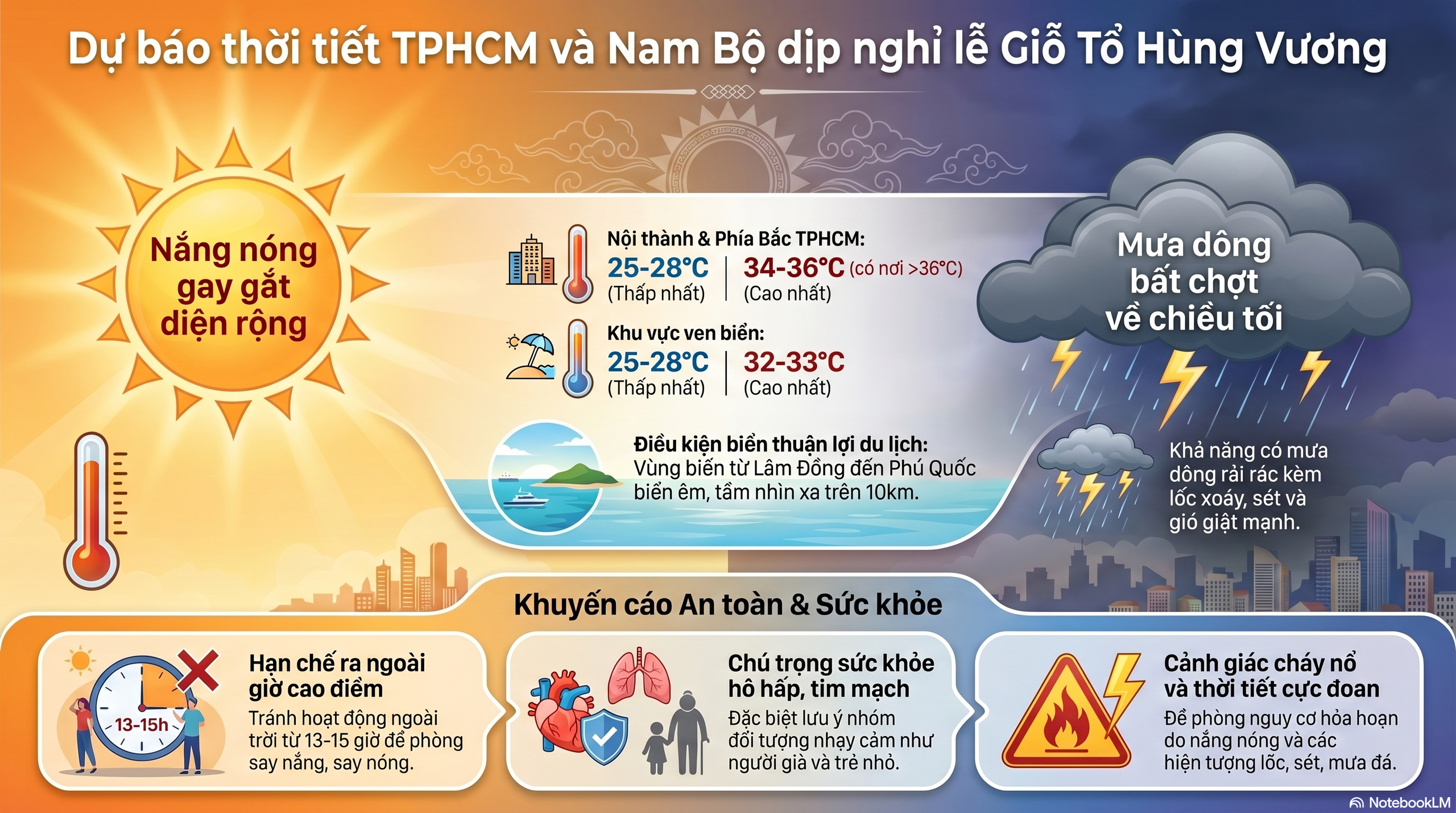 Dự b&aacute;o thời tiết TPHCM v&agrave; Nam Bộ dịp nghỉ lễ Giỗ Tổ H&ugrave;ng Vương - Ảnh 2.
