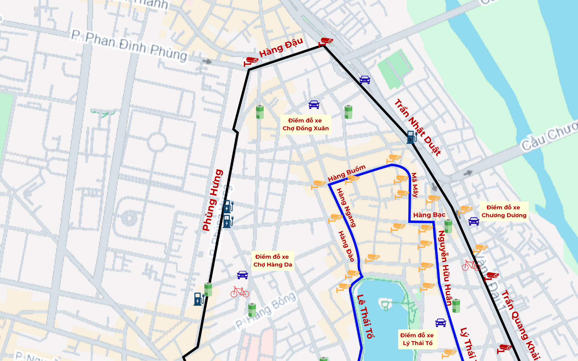 [Infographic] - Chi tiết điểm gửi xe, trạm sạc xung quanh khu vực cấm xe máy xăng ở Hà Nội