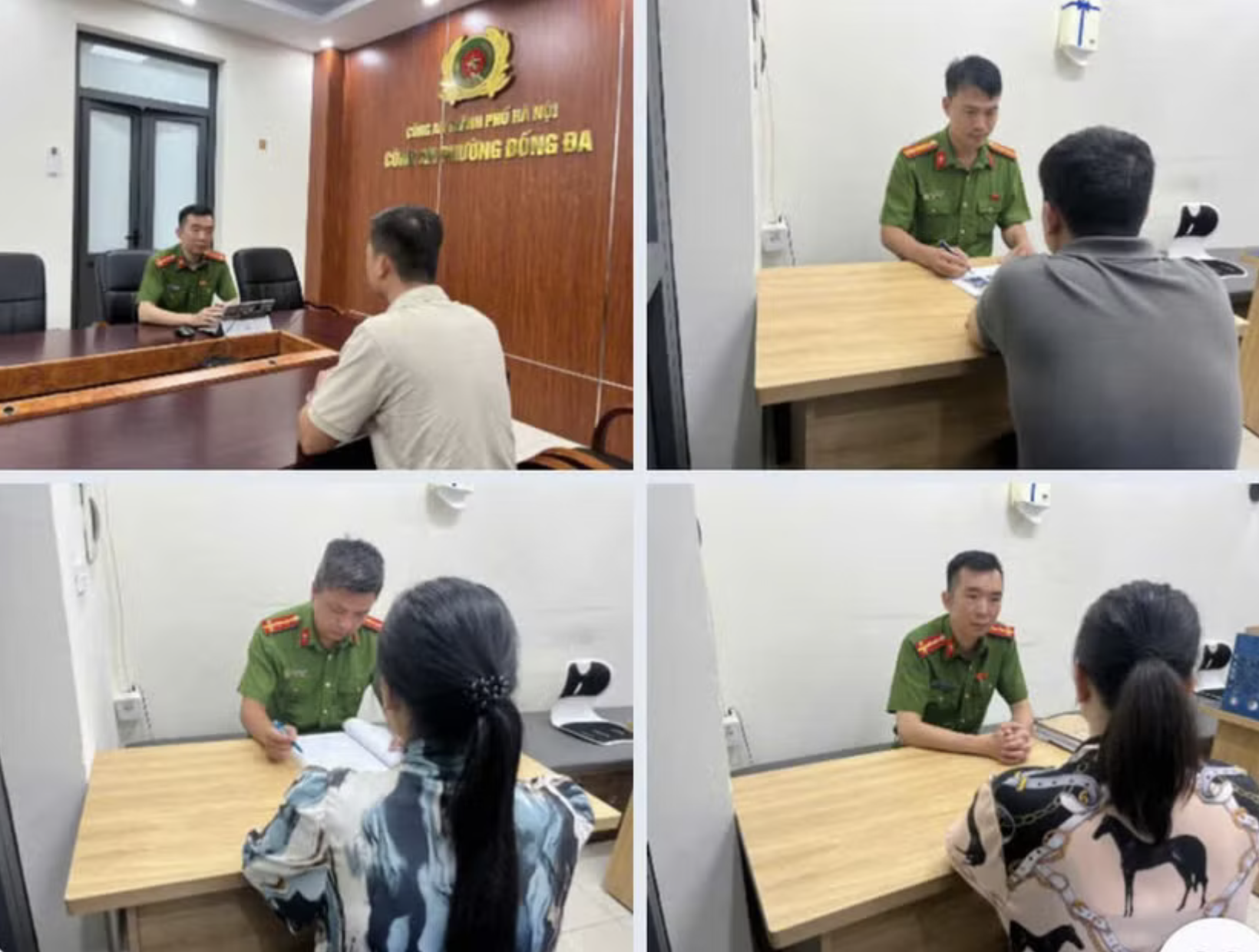 C&ocirc;ng an l&agrave;m việc với nh&oacute;m h&agrave;nh hung 2 c&ocirc; g&aacute;i trẻ ở Đống Đa , H&agrave; Nội - Ảnh 1.