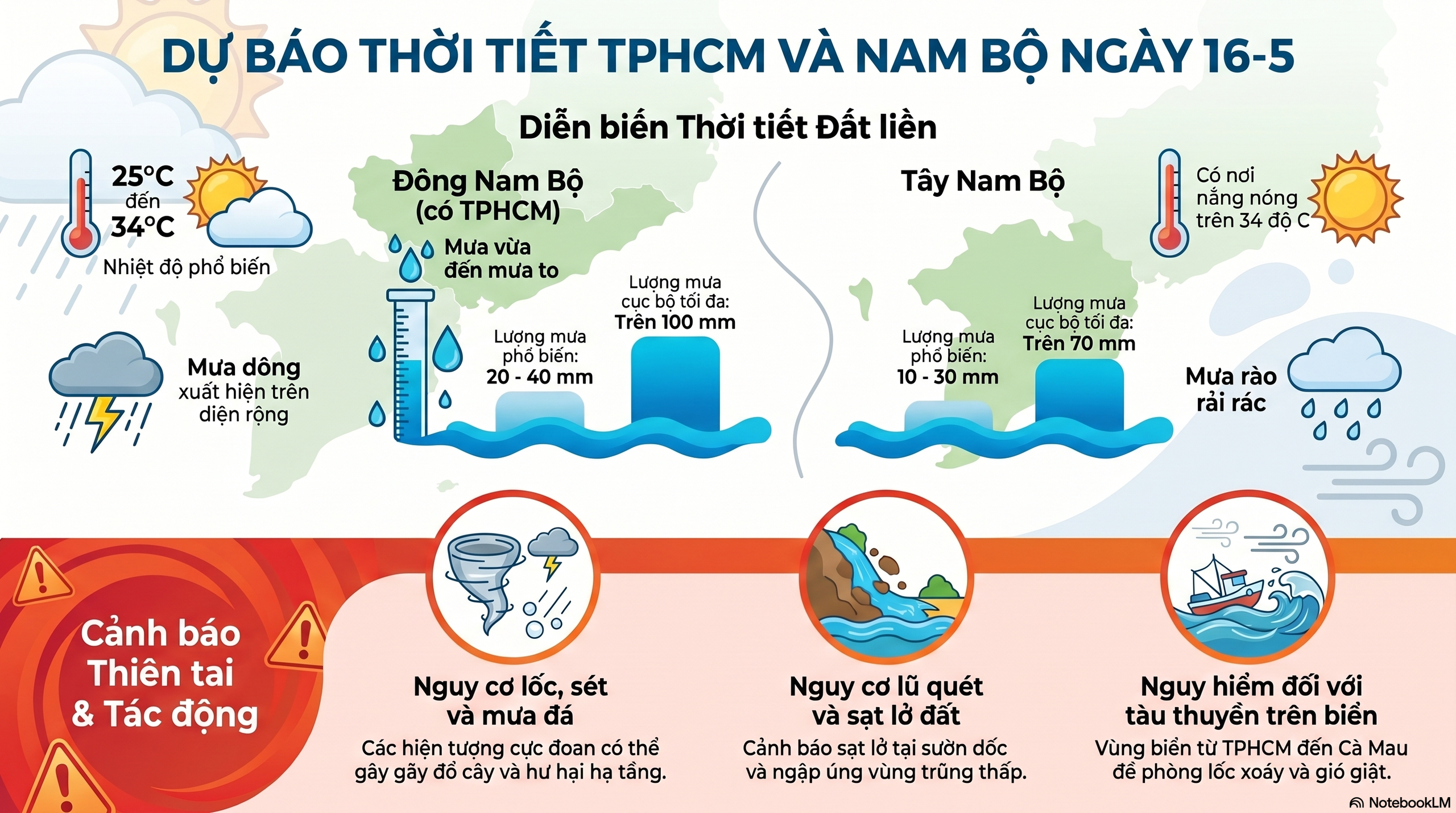 Dự b&aacute;o thời tiết h&ocirc;m nay, 16-5: TPHCM v&agrave; Nam Bộ mưa d&ocirc;ng diện rộng - Ảnh 2.