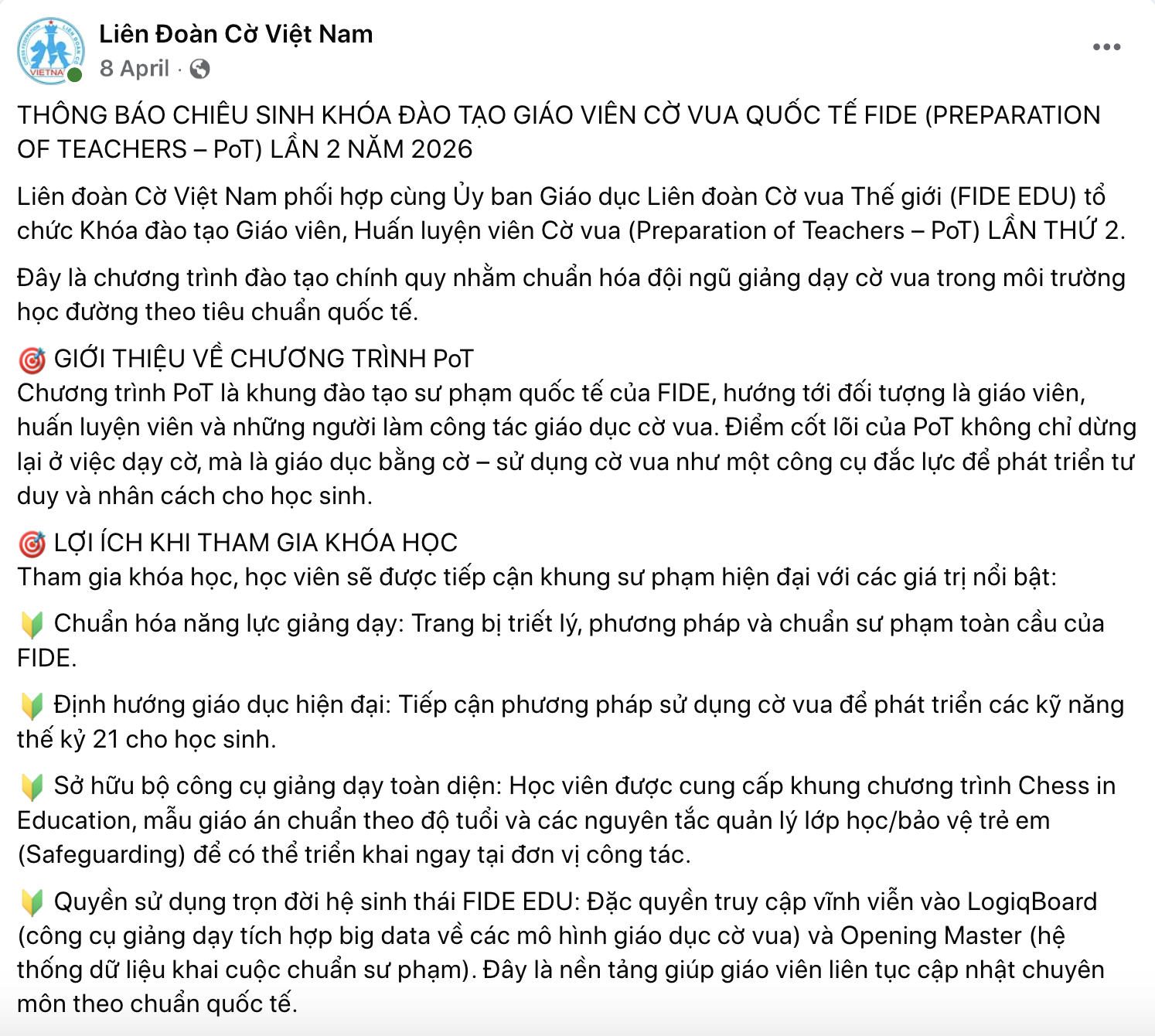 Nghi vấn sai phạm tài chính, FIDE dừng cấp chứng chỉ giảng viên cờ vua tại Việt Nam - Ảnh 4.