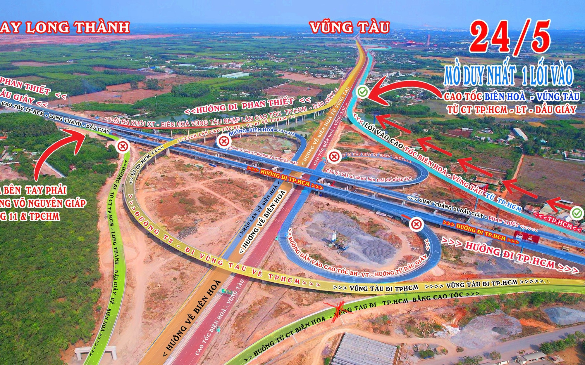 Lộ trình vào đường cao tốc Biên Hòa - Vũng Tàu từ chiều 24-5, tài xế cần lưu ý