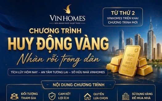 Vinhomes triển khai chương trình hỗ trợ giao dịch bất động sản bằng vàng