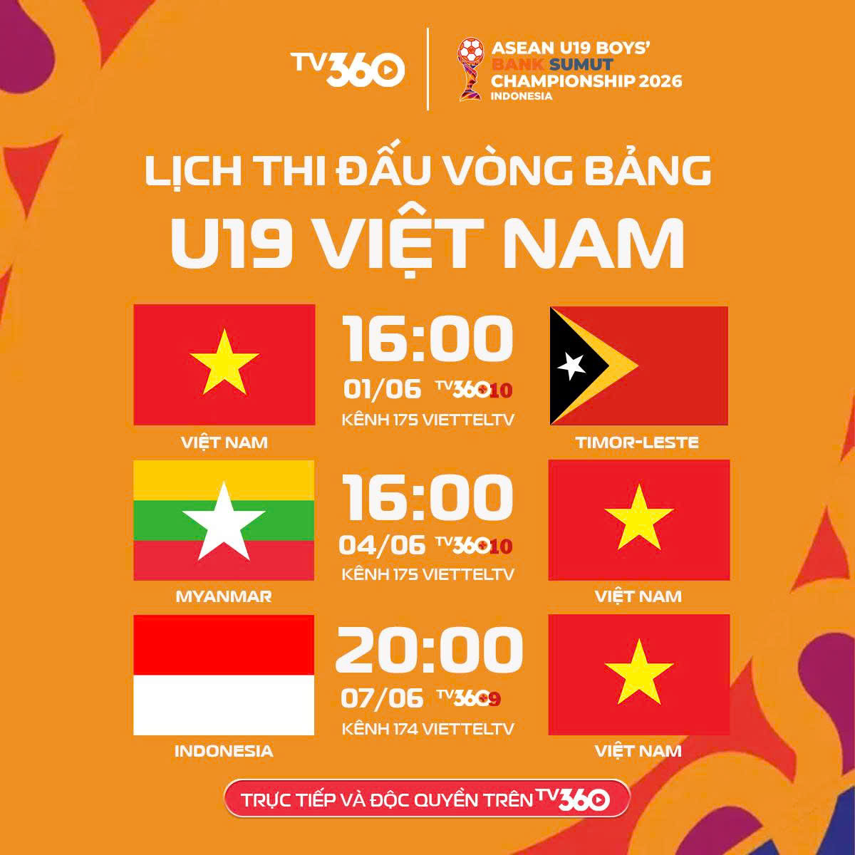 TV360 độc quyền phát sóng giải U19 Đông Nam Á 2026 - Ảnh 2.