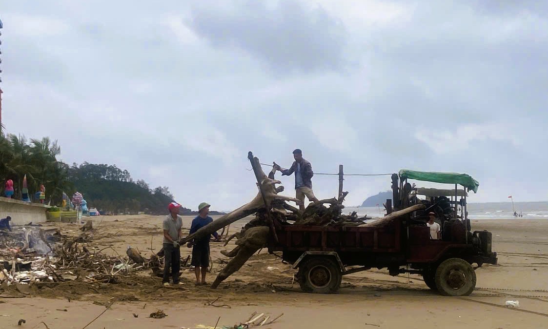 "Bãi chông" ở bãi biển nổi tiếng Thanh Hóa đang được dọn dẹp - Ảnh 2.
