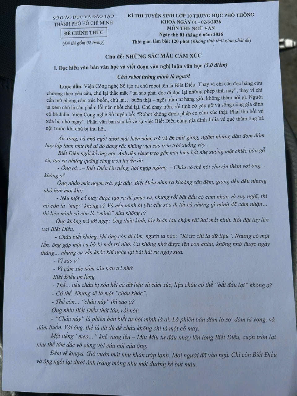 Xem đề thi ngữ văn lớp 10 ở TPHCM: Đón xem gợi ý giải đề - Ảnh 1.