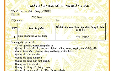 Thay đổi cơ quan cấp phép quảng cáo thực phẩm bảo vệ sức khỏe