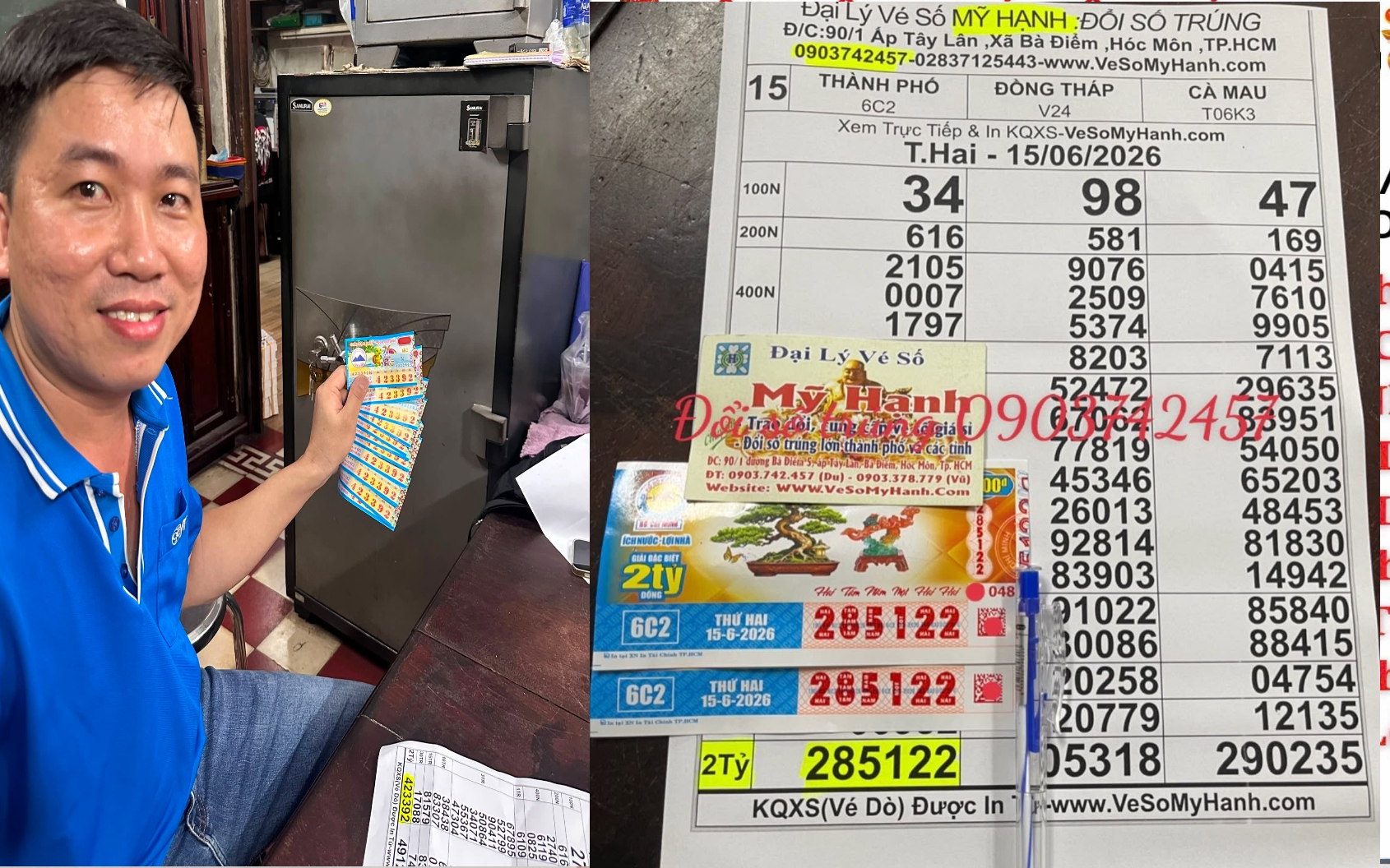 Một tài xế xe dịch vụ trúng độc đắc xổ số miền Nam