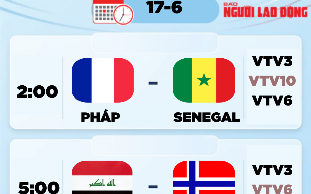 Lịch thi đấu World Cup 2026 hôm nay (17-6): Pháp, Argentina ra quân