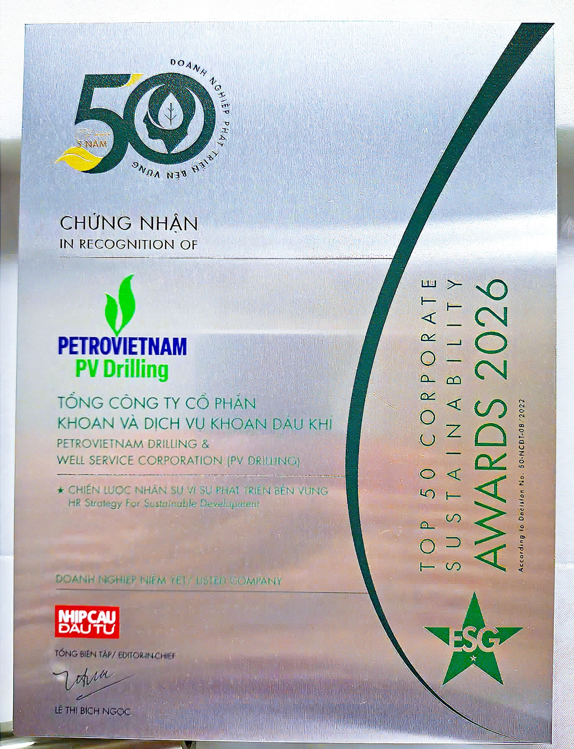 PV Drilling trong Top VIX50 v&agrave; Top 50 Doanh nghiệp ph&aacute;t triển bền vững - Ảnh 1.