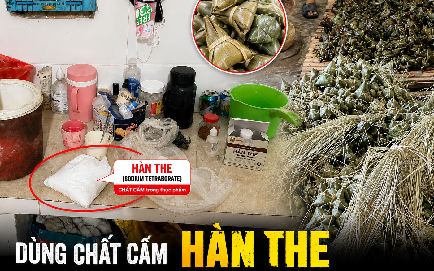 Phát hiện cơ sở dùng chất cấm khi làm bánh ú tro phục vụ Tết Đoan Ngọ
