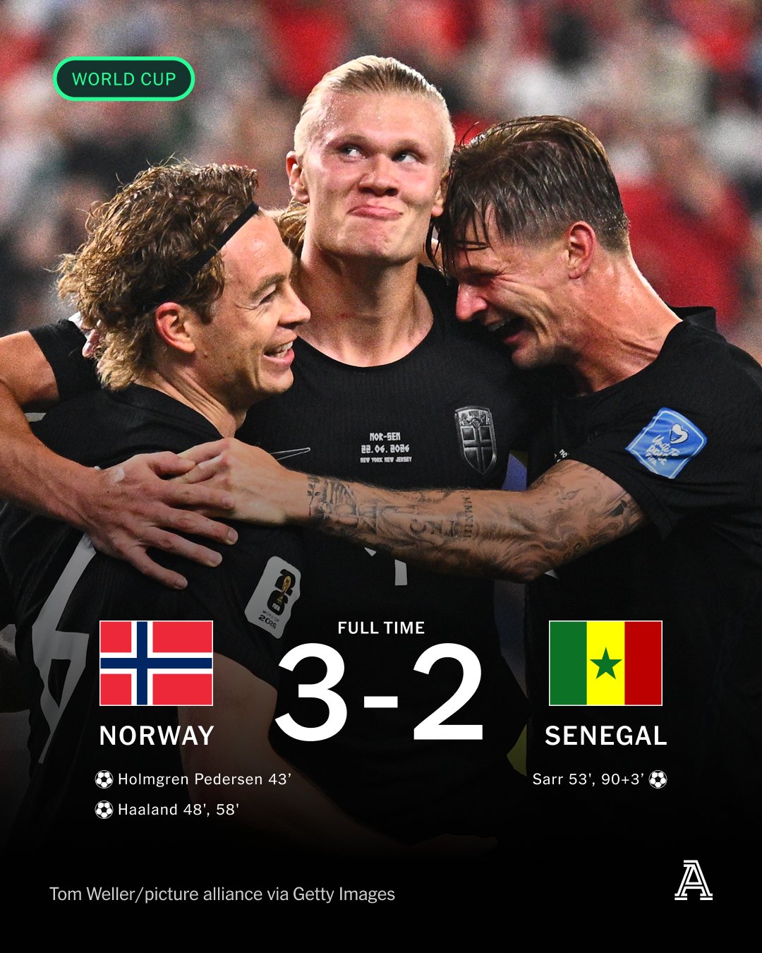 Haaland lập c&uacute; đ&uacute;p, Na Uy hạ Senegal để sớm v&agrave;o v&ograve;ng knockout - Ảnh 2.
