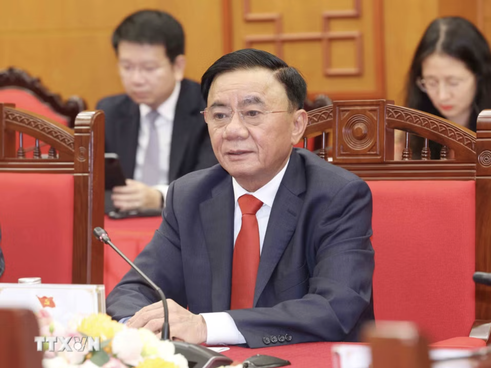 Thường trực Ban B&iacute; thư Trần Cẩm T&uacute; tiếp c&aacute;c ch&iacute;nh đảng c&aacute;c nước Đ&ocirc;ng Nam &Aacute; - Ảnh 2.