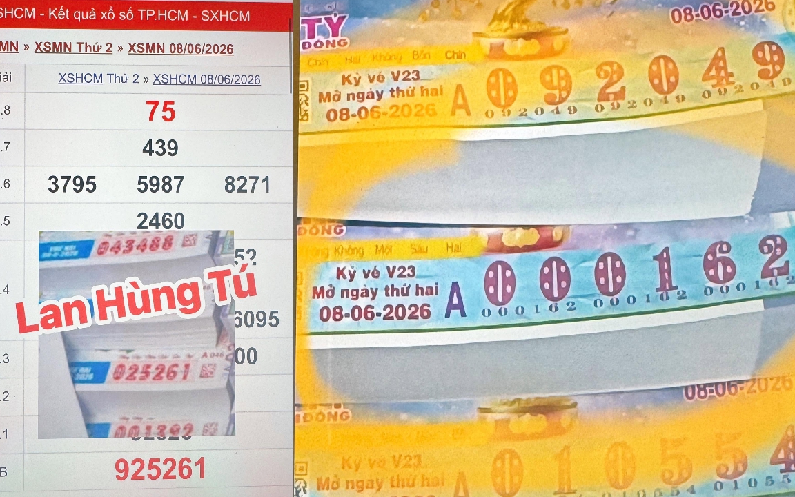 Hai cây vé xổ số miền Nam bất ngờ cùng trúng tại 1 tỉnh