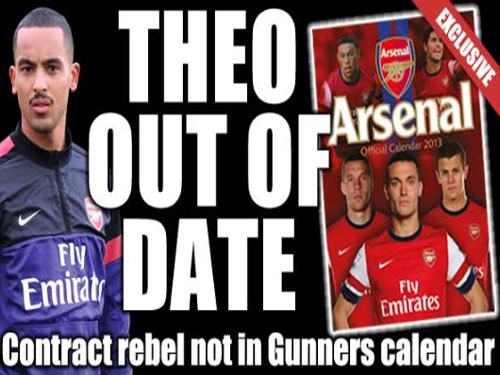 Walcott, Sagna mất hút trong bộ lịch 2013 của Arsenal