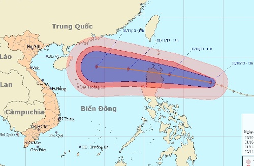 Bão cấp 13 đang vào biển Đông