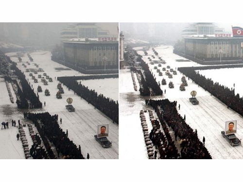 "Phù phép" hình đám tang ông Kim Jong-il