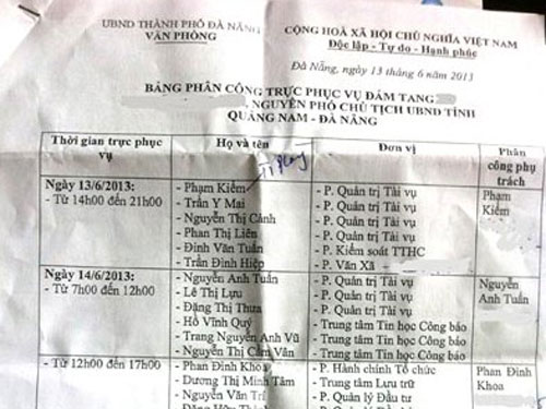 “Điều” 61 công chức phục vụ đám tang