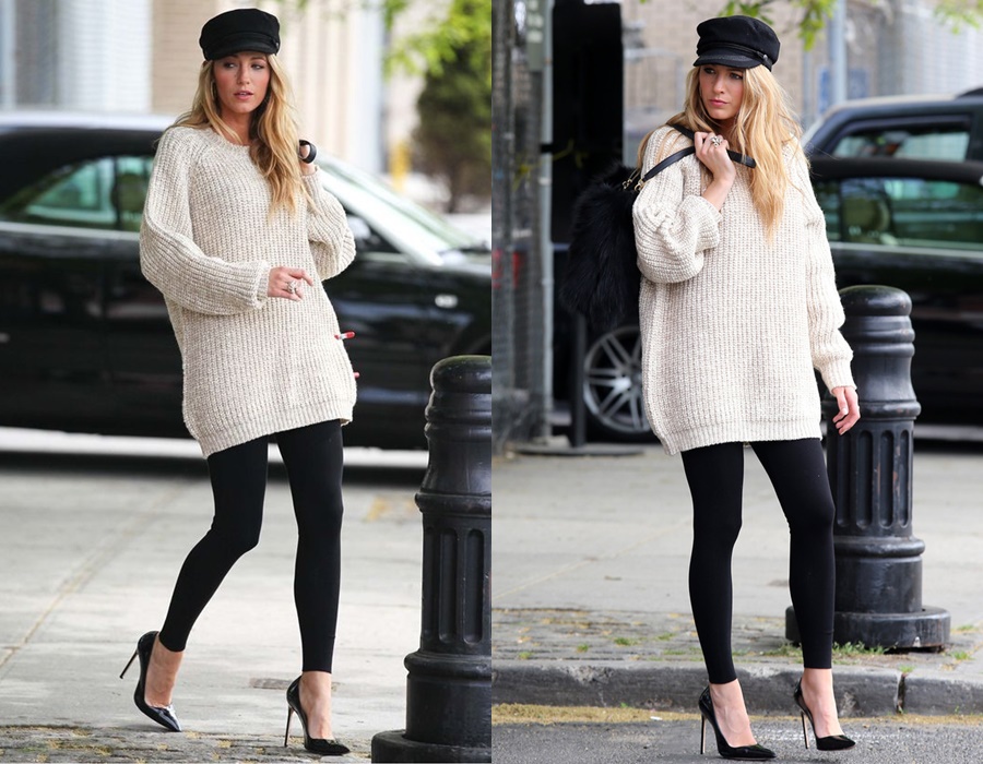 6. V&aacute;y len + quần legging:
