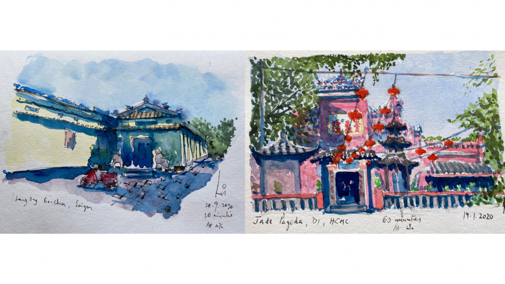 C&aacute;c c&ocirc;ng tr&igrave;nh t&ocirc;n gi&aacute;o trong tranh của Ravi.