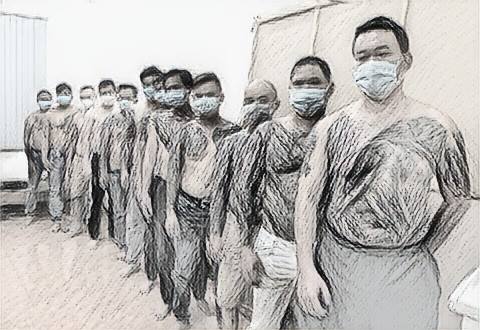 Nh&oacute;m đối tượng tại cơ quan c&ocirc;ng an.