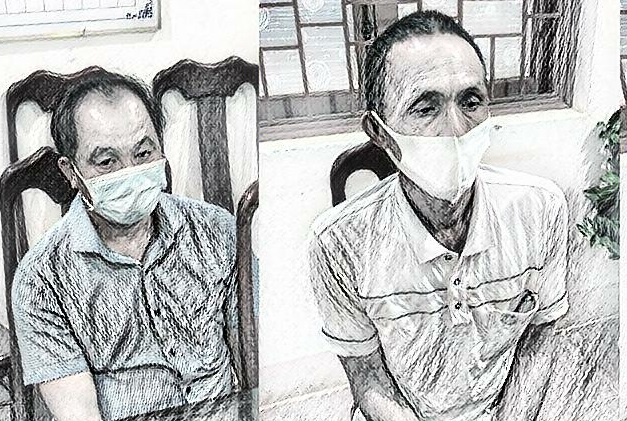 Hai đối tượng Hồ Do&atilde;n T&uacute; v&agrave; Phạm Đ&igrave;nh Lan tại cơ quan c&ocirc;ng an