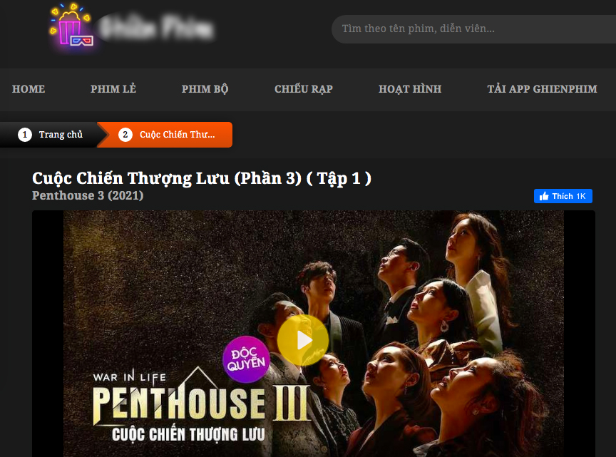 Phim Penhouse đang được chiếu tr&ecirc;n một website lậu.