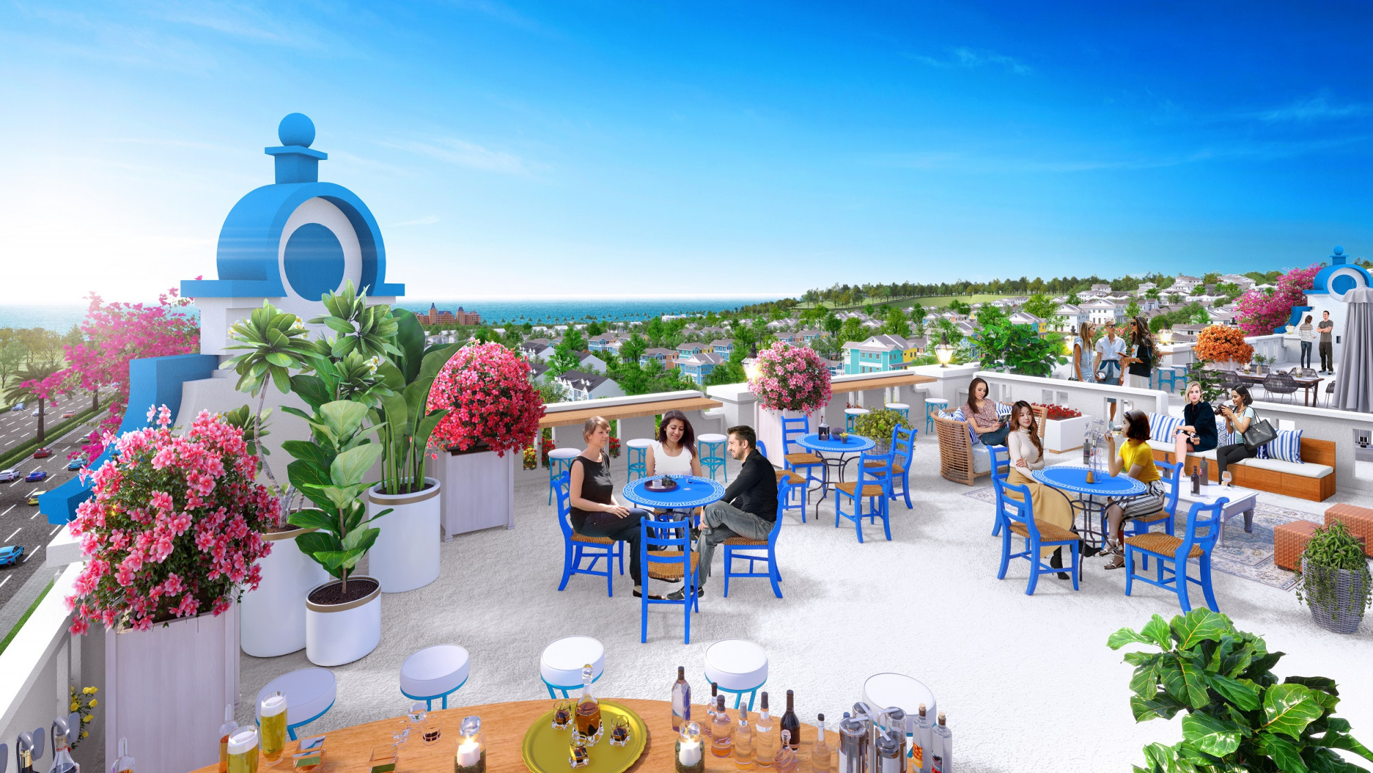 B&ecirc;n cạnh mặt bằng tầng trệt, nh&agrave; đầu tư c&oacute; thể sử dụng tầng thượng với view biển tuyệt đẹp để kinh doanh th&ecirc;m c&aacute;c dịch vụ kh&aacute;c v&agrave; ph&aacute;t huy hết c&ocirc;ng năng của boutique hotel - Ảnh phối cảnh Boutique hotel NovaWorld Phan Thiet