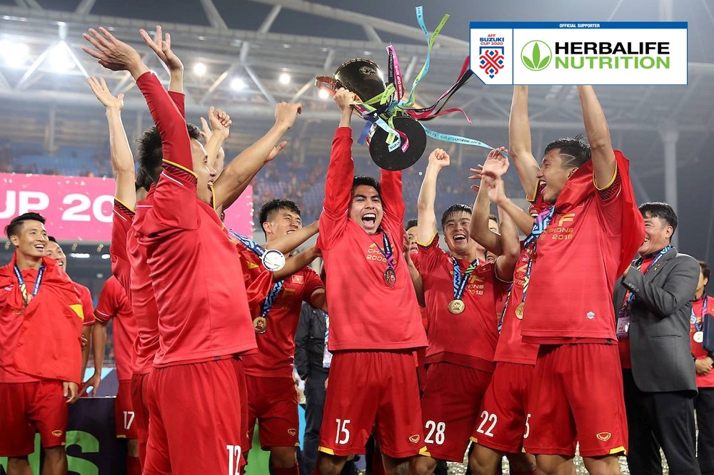 Đội tuyển Việt Nam sẵn s&agrave;ng bảo vệ ng&ocirc;i vương tại AFF Suzuki Cup 2020. Ảnh: Herbalife Việt Nam