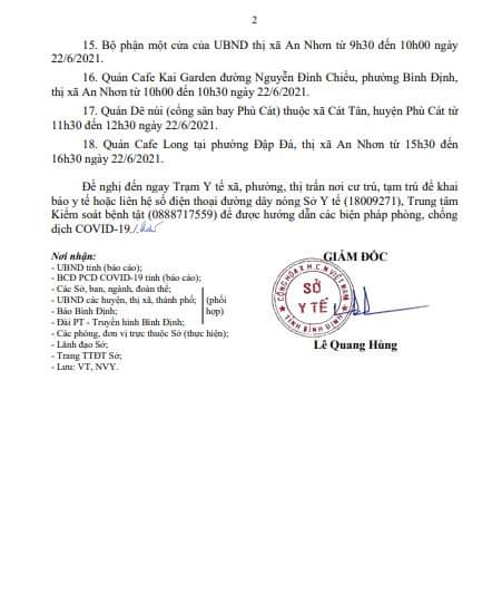 Th&ocirc;ng b&aacute;o khẩn số 12 của ng&agrave;nh Y tế B&igrave;nh Định