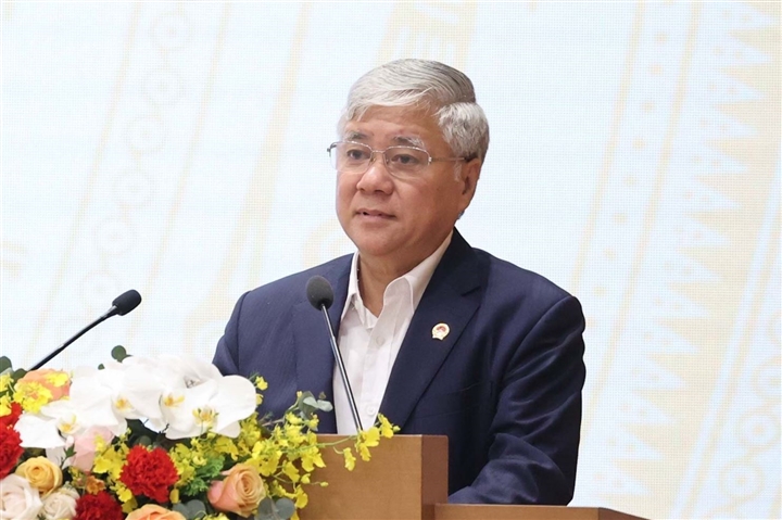 Chủ tịch Ủy ban T.Ư MTTQ Việt Nam Đỗ Văn Chiến tr&igrave;nh b&agrave;y b&aacute;o c&aacute;o tổng hợp &yacute; kiến, kiến nghị của cử tri v&agrave; nh&acirc;n d&acirc;n gửi đến kỳ họp thứ nhất, Quốc hội kh&oacute;a XV