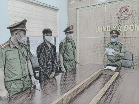 Cơ quan CSĐT C&ocirc;ng an huyện đọc lệnh bắt khẩn cấp đối với Triệu A.H.