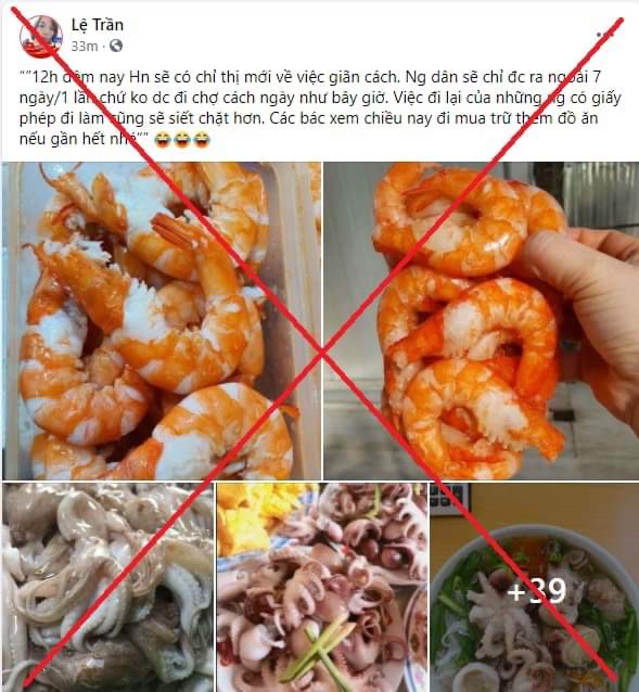T&agrave;i khoản đăng tải th&ocirc;ng tin kh&ocirc;ng đ&uacute;ng sự thật về việc ph&ograve;ng chống COVID-19 của H&agrave; Nội.