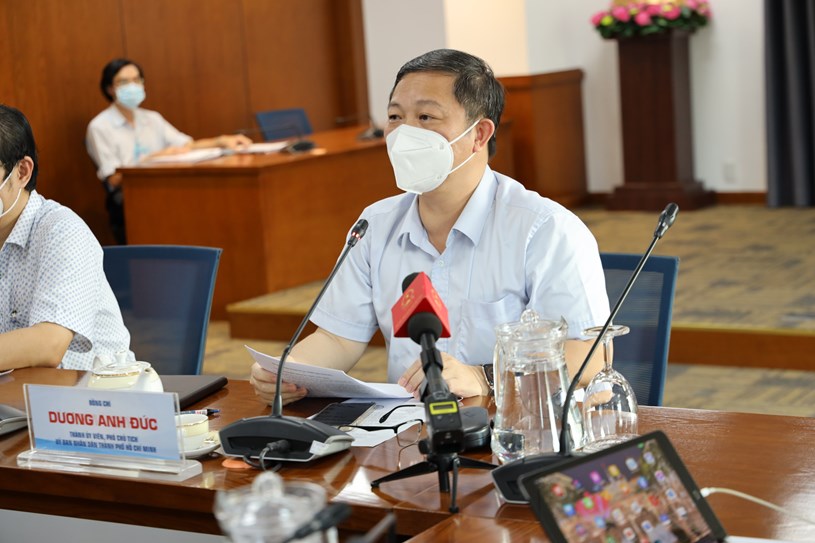 Ph&oacute; Chủ tịch UBND TPHCM Dương Anh Đức  tại buổi cung cấp th&ocirc;ng tin về t&igrave;nh h&igrave;nh COVID -19 tại TPHCM, chiều ng&agrave;y 5/8