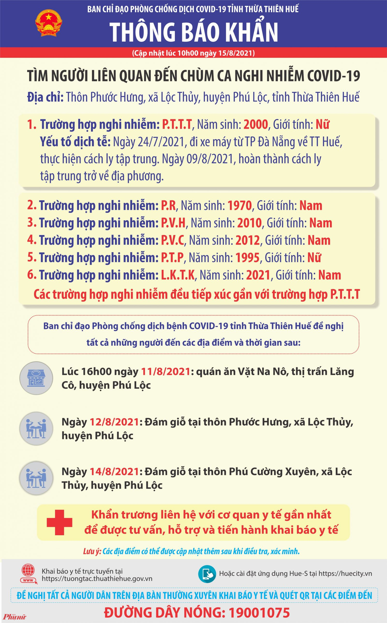 Th&ocirc;ng b&aacute;o khẩn của UBND tỉnh Thừa Thi&ecirc;n- Huế về chuối ca nghi nhiễm COVID-19 mới tại x&atilde; Lộc Thủy