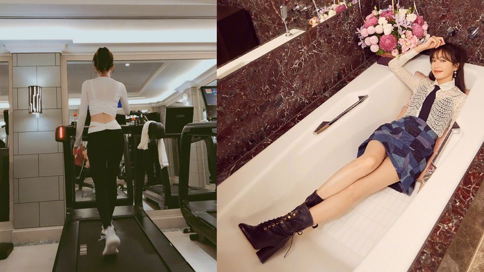 Tần Lam thường xuy&ecirc;n đăng tải tr&ecirc;n trang c&aacute; nh&acirc;n Weibo h&igrave;nh ảnh tập luyện thể dục.