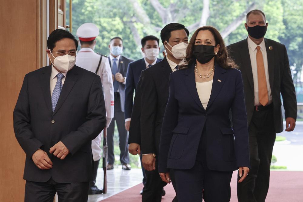 Ph&oacute; Tổng thống Hoa Kỳ Kamala Harris gặp Thủ tướng Việt Nam Phạm Minh Ch&iacute;nh tại Văn ph&ograve;ng Ch&iacute;nh phủ