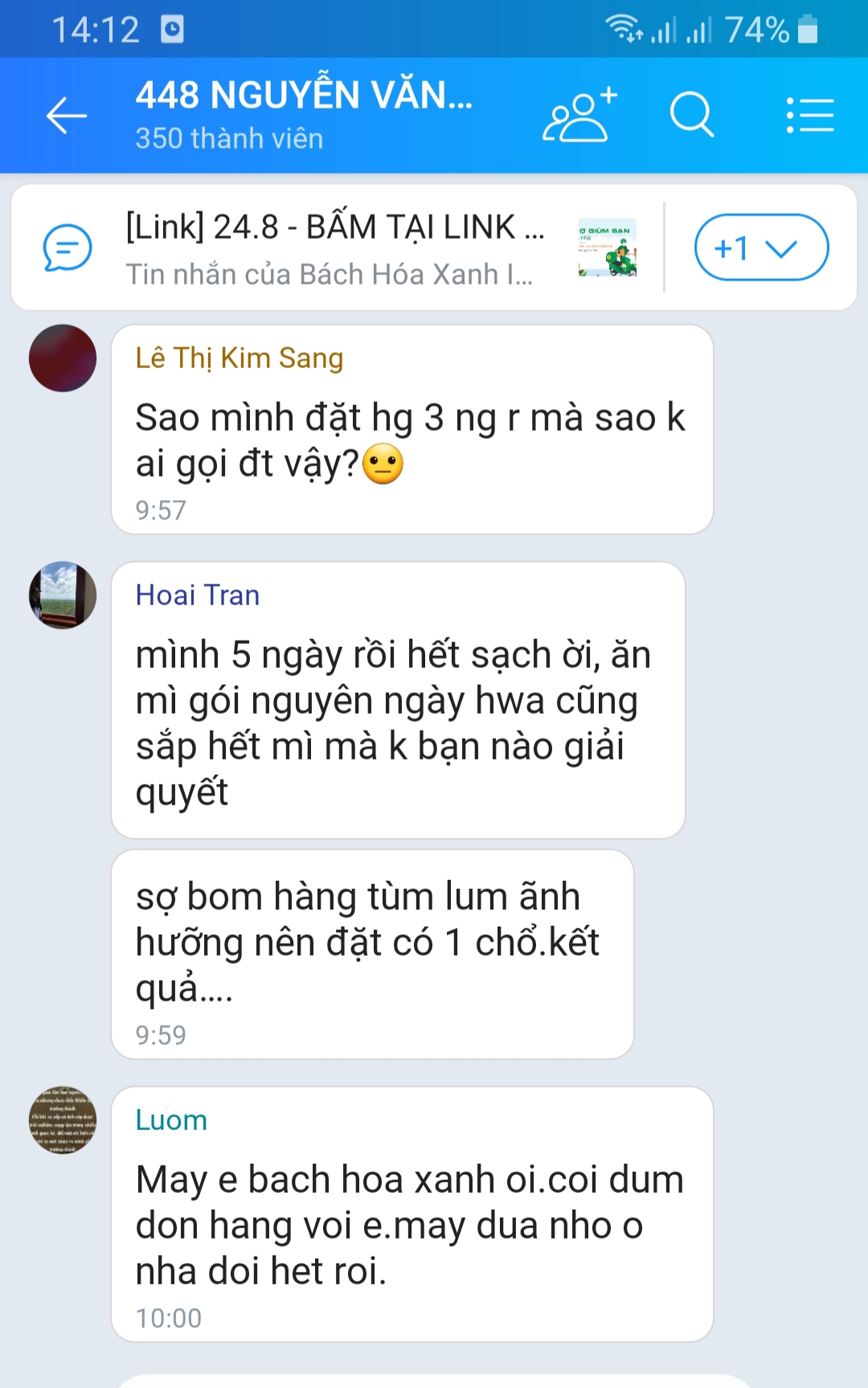 C&aacute;c gruop zalo của si&ecirc;u thị đều qu&aacute; tải trong những ng&agrave;y n&agrave;y. Ảnh chụp m&agrave;n h&igrave;nh