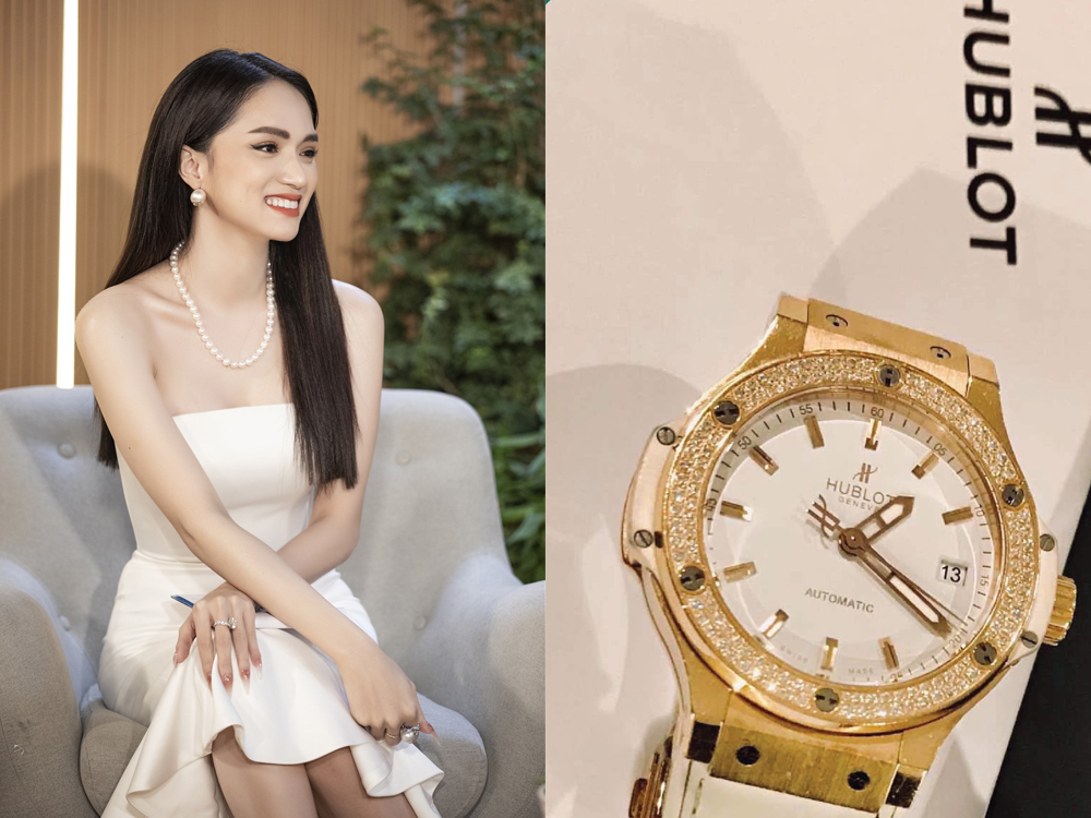 Hương Giang tặng lại chiếc đồng hồ vừa đấu thắng trong phi&ecirc;n đấu gi&aacute; trước để tiếp tục đấu gi&aacute; g&acirc;y quỹ