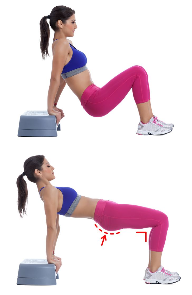Plank ngược: C&aacute;c cơ được nhắm mục ti&ecirc;u ch&iacute;nh l&agrave; bụng, lưng dưới, cơ m&ocirc;ng v&agrave; cơ tam đầu.  Bắt đầu ở tư thế plank ngược với lưng hướng xuống s&agrave;n. Đặt tay dưới vai với c&aacute;c ng&oacute;n tay hướng về ph&iacute;a trước. Đẩy ch&acirc;n của bạn xuống s&agrave;n tập trung v&agrave;o việc th&uacute;c đẩy g&oacute;t ch&acirc;n xuống. Giữ thẳng tay, n&acirc;ng h&ocirc;ng l&ecirc;n khỏi s&agrave;n v&agrave; đưa cơ thể v&agrave;o tư thế plank ngược, tạo một đường thẳng từ ngực đến ch&acirc;n. Hạ lưng xuống. Lặp lại. Vận động cơ m&ocirc;ng v&agrave; cơ lưng để n&acirc;ng h&ocirc;ng l&ecirc;n.