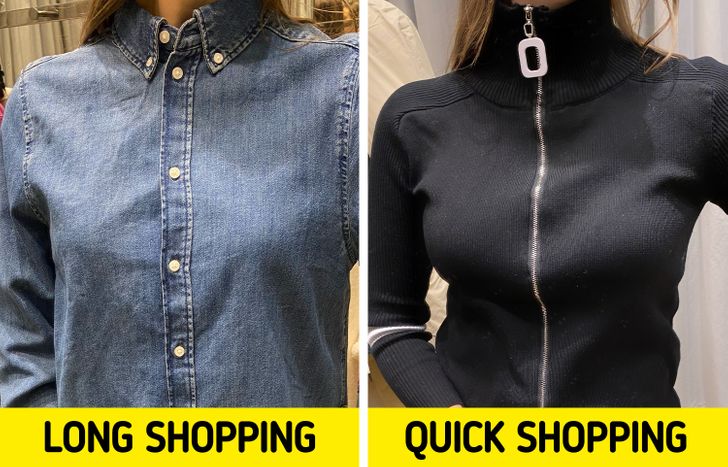 Khi đi mua sắm, h&atilde;y mặc thứ m&agrave; bạn c&oacute; thể dễ d&agrave;ng cởi ra v&agrave; mặc lại trong qu&aacute; tr&igrave;nh kết hợp nhiều trang phục.  Chọn v&aacute;y thay v&igrave; quần, &aacute;o pull thay v&igrave; &aacute;o blouse c&oacute; n&uacute;t hoặc kh&oacute;a k&eacute;o, v&agrave; gi&agrave;y ba l&ecirc; thay v&igrave; gi&agrave;y thể thao.