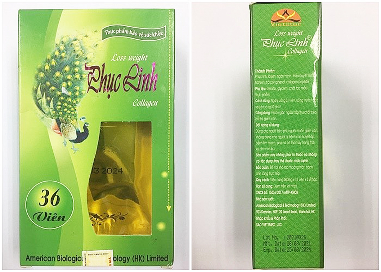 Sản phẩm giảm c&acirc;n Phục linh collagen bị Cục An to&agrave;n thực phẩm cảnh b&aacute;o